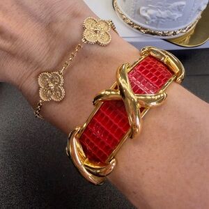18K gold plated HERMES vintage lizard bracelet